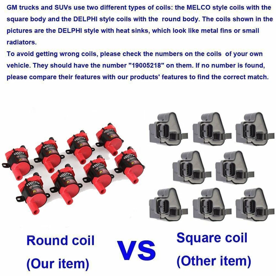 8 Red High Performance Ignition Coils Pack For GMC Chevy C1251 D585 4.8/5.3/6.0L - Image 3 of 4