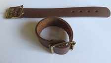 PAIR OF SUPPLE TAN LEATHER UTILITY STRAPS 3/4" & 1" WIDE - BRASS PLATED BUCKLES
