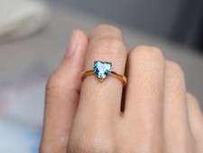 925 Sterling Silver Blue Topaz Ring Heart Shape Promise Ring for Your loved ones