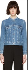 Acne Studios Indigo Top Fray Denim Jacket Size 36 Eu ( Uk 8)