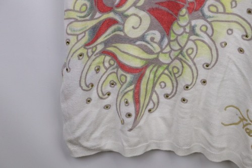 Ed Hardy White Cotton Short Sleeve Collared Basic Blouse Top L - Picture 20 of 24