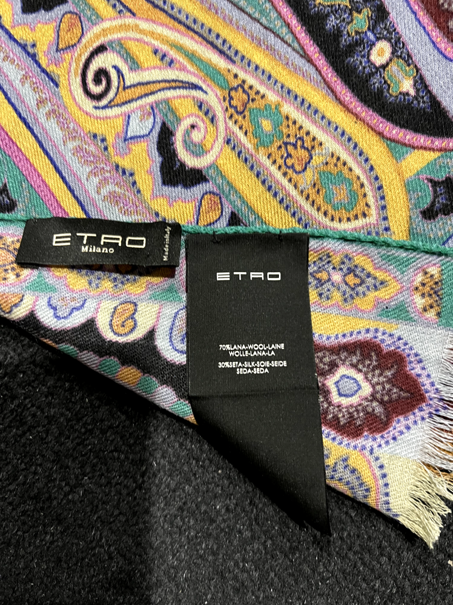ETRO Milano $530 Wool/Silk Byzantine Green,Orange, Lilac