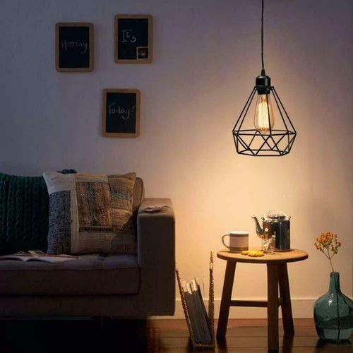 Vintage Decken Lampenschirm Metall Drahtkäfig einfache Montage Lampenschirm Hängelampenschirm - Bild 48 von 56