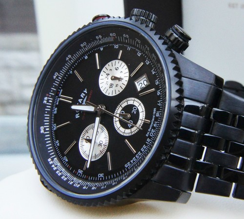 NEW ROTARY MENS WATCH BLACK CHRONOGRAPH WATERPROOF STAINLESS STEEL RRP£180 - 第 1/12 張圖片