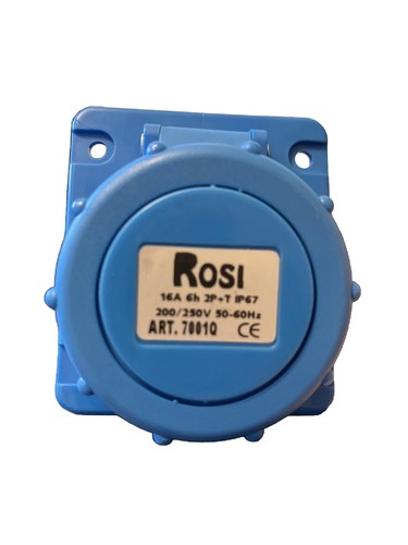Rosi Blue 3 Pin Industrial Socket 16A 200-250 V IP 67 2P + T ART.7001Q
