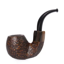 Briar Hungarian Tobacco Pipe Sandblasted Oom-Paul Pipe Bent Cumberland Stem Pipe