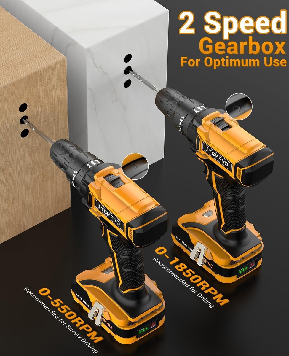 Trapano Avvitatore A Batteria 21V MHPRO - 42Nm Coppia, 2 Batterie 2.0Ah, 14 Accessori - Foto 4