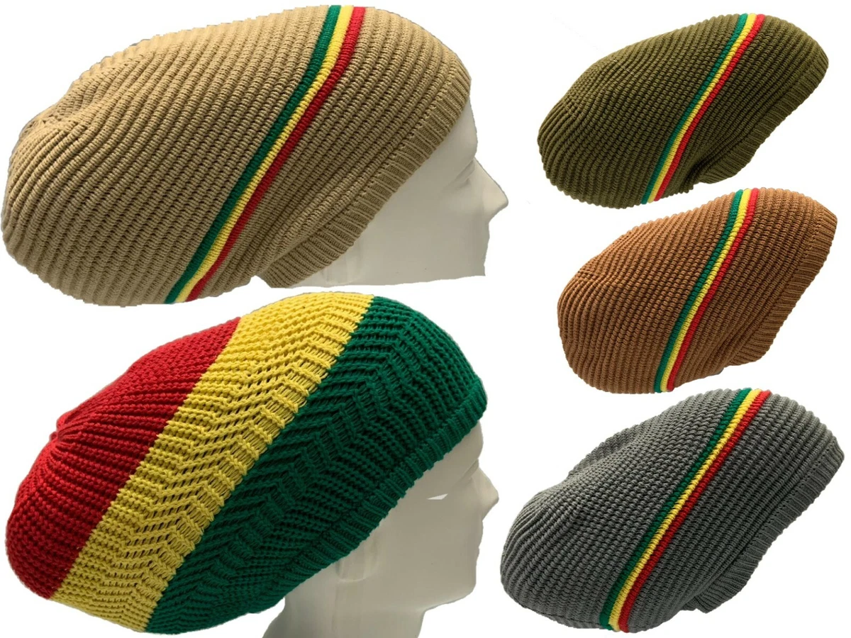 Beret Tam Hat Rasta Hippie Dreads Beanie Reggae Cap Dreadlocks Slouchy L to  XL