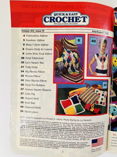QUICK & EASY CROCHET Magazine - July / August 1999 - Picture 2 of 2