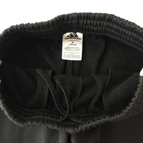 Adidas Youth Fleece Lined Training Sweatpants White Stripe Black Size M (10-12) - Picture 6 of 9