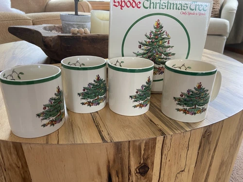 VINTAGE NEW Spode Christmas Tree Mug Set of 4 - New - Made in England