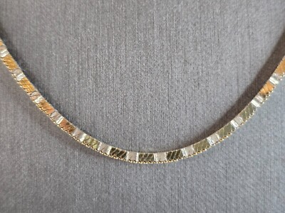 Womens Vintage Estate Sterling Silver Gold Tone Italian Necklace