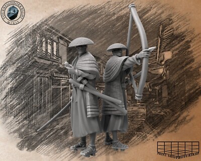 Samurai Kämpfer Miniatur Set Ronin Fighter für TTRPGs wie D&D 5e Pathfinder 32mm