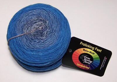 4oz Done Roving FROLICKING FEET GRADIENT DK HandPainted Merino Yarn #2 BATTLESHI