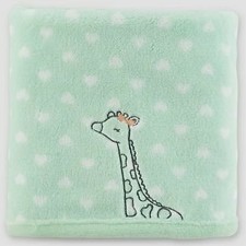 NWT Carters Just One You Mint Green White Hearts Giraffe Plush Baby Blanket