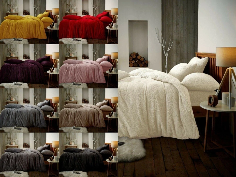Teddy Fleece Duvet Quilt Cover Sherpa Bedding Set Thermal Warm Pillow Cases SALE