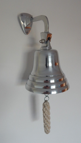 Ship Bell Metal Chrome Wall Home Pub Nautical Hanging Rope door bell Maritime - Picture 1 of 6