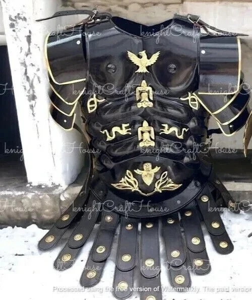 Traje de armadura espartano negro 300 caballero LARP conjunto muscular romano con regalo de hombro Foto 4 de 4