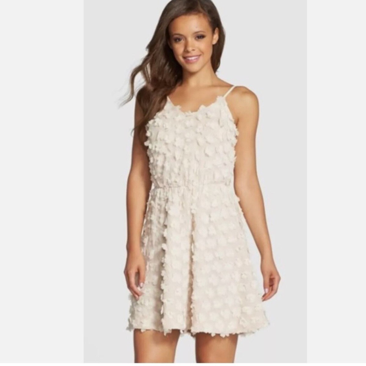 DRESS THE POPULATION FLORAL APPLIQU WHITE DRESS WOMENS SIZE SMALL | eBay