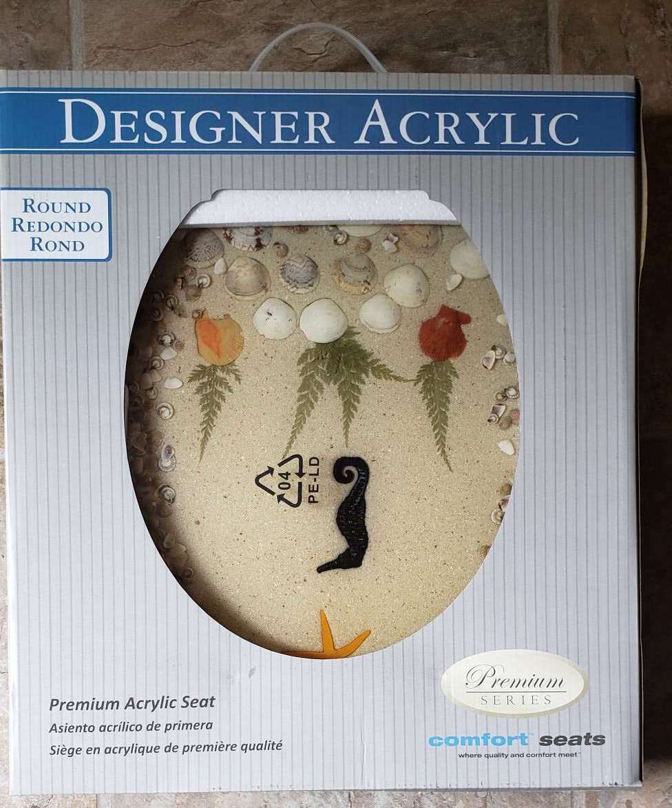 Seahorse and Shells Acrylic Round Toilet Seat Comfort Seats eBay