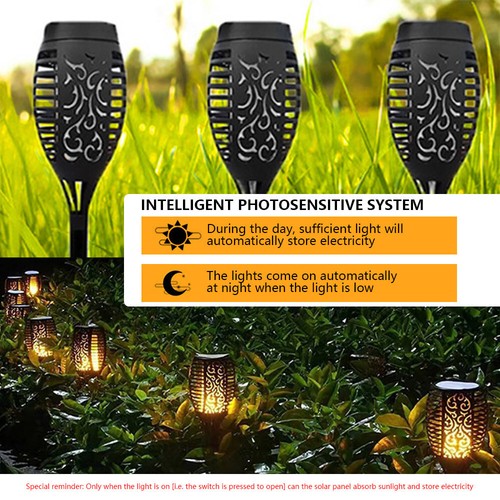 4 Pack Solar Flame Torch Light Flickering Pathway Light for Garden Yard Lawn - Picture 4 of 7
