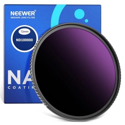 NEEWER 72mm ND100000 (16.5 Stop) Limited Neutral Density ND Filter, Ultra Dark M