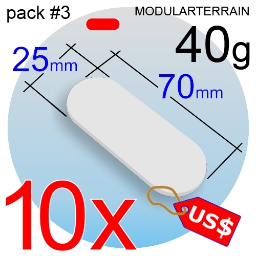 10x Plastic Oval Pill 25x70mm Black - Thickness 3mm Basing Wargames Miniatures