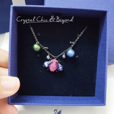 Blue Swarovski Insect Necklace Swarovski Crystal Blue Poisonous