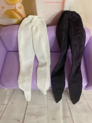 VINTAGE Barbie DOLL STOCKING, TIGHTS, Pantyhose, WHITE & BLACK Leggings NICE