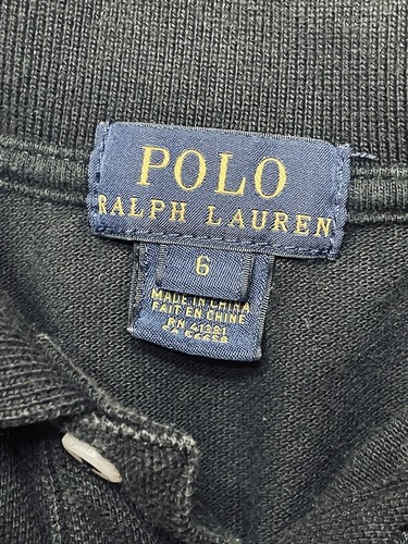 Polo Ralph Lauren Boys Sz 6 Polo Shirt Black White Big Pony Jockeys Long Sleeve - Picture 5 of 5