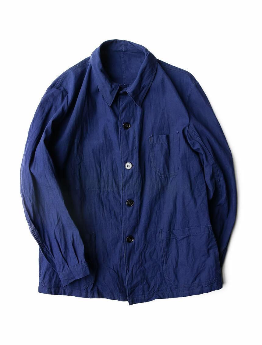 French Indigo Linen Work Jacket 40s 50s Vintage M… - image 1