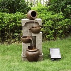 Zen Water Fountain Waterfall Oasis Cascading Bowls Stacked Stones LED Home Decor