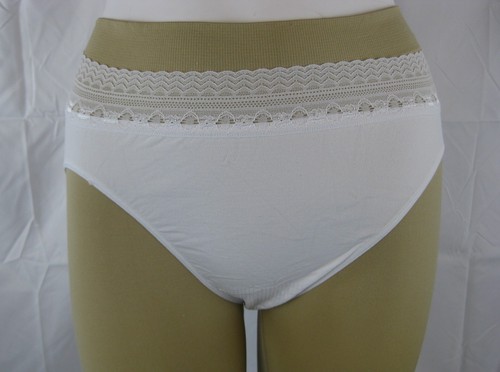 BALI 303J Panties White Lace Waistband Plus 10-11 Hi Cut Seamless Microfiber - Picture 3 of 4