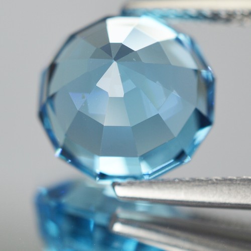 5.66Cts Wonderful Natural Baby Blue Topaz Round Custom Cut Loose Gemstone VDO - Picture 4 of 4