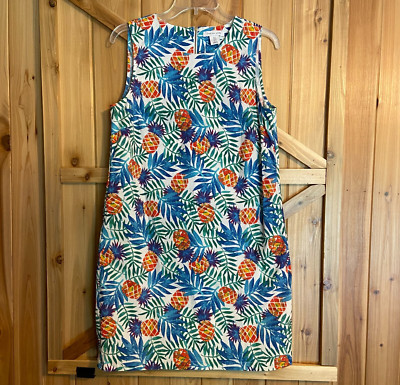 Tabitha Webb Womens 6 Pineapple Tropical Leaf Print Sleeveless Sheath Dress