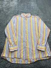 Steven Land Shirt Men 18 34-35 Pastel Striped Polkadot Geometric Funky Button Up