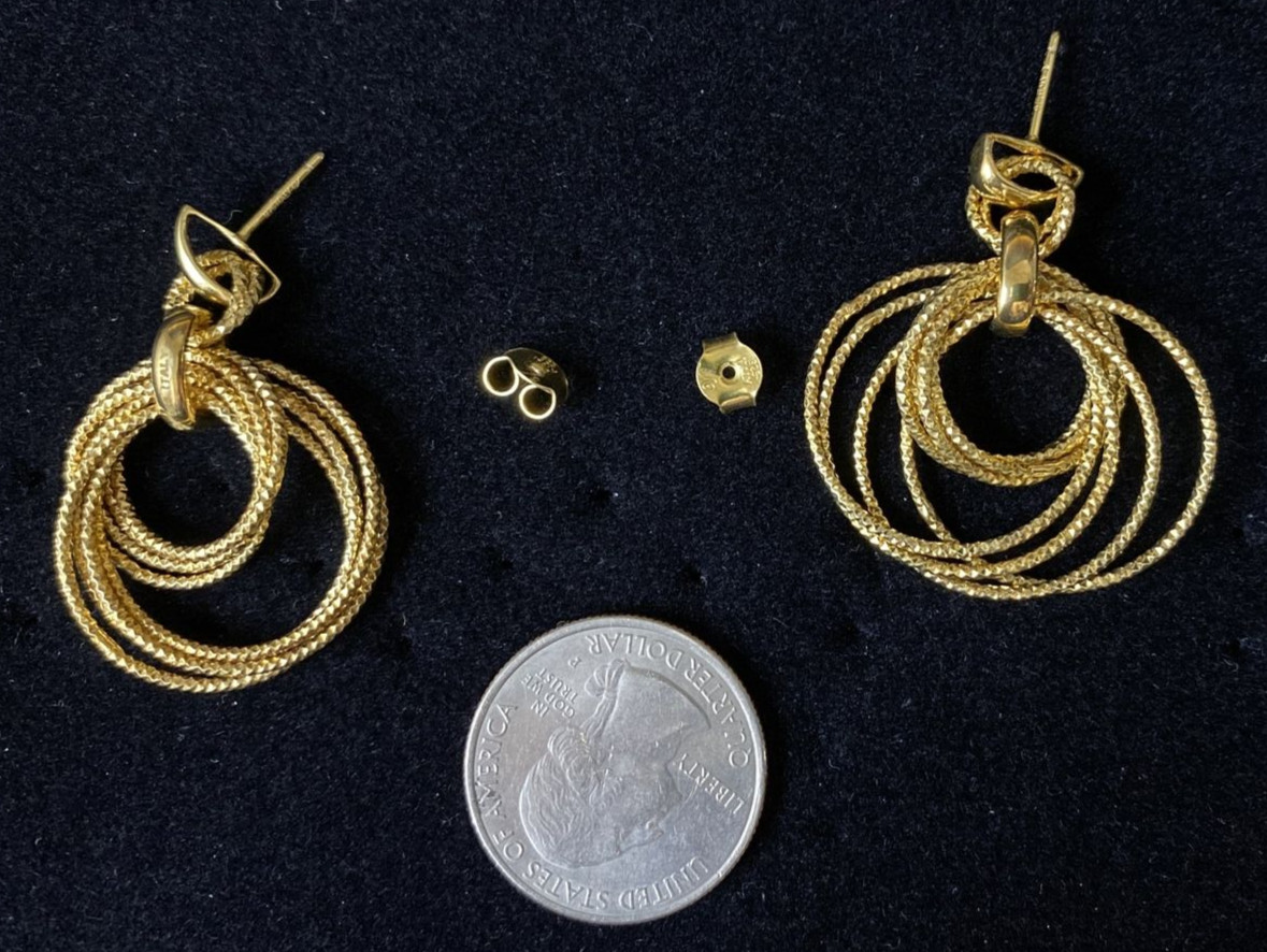 Multiple Hoops Dangle Post Earrings, 925 Silver G… - image 13