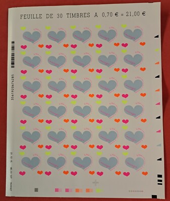 FRANCIA 2016. YV. 1230. SAN VALENTIN. CORAZONES. COURREGES. ADHESIVOS.    MNH.