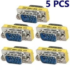 5x DB9 D-SUB 9 Pin RS232 Serial Male to Male Mini Gender Changer Coupler Adapter
