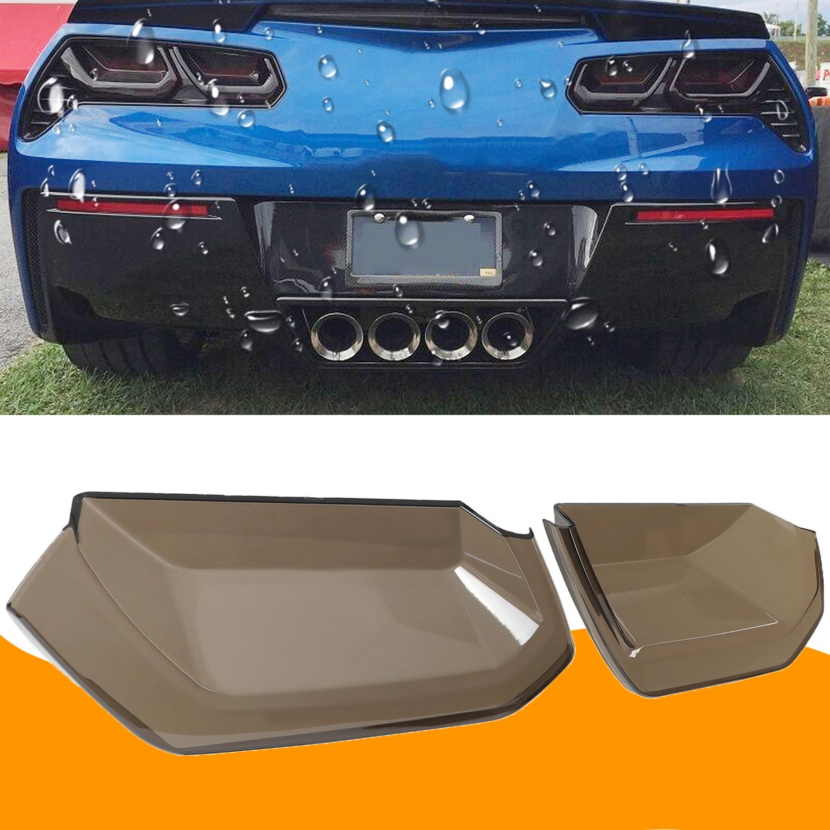 ABS Lens Covers Smoked For Chevrolet Corvette C7 2014-2019 - 4PC Transparent Gray ABS Protection Tail Light Covers - Foto 4