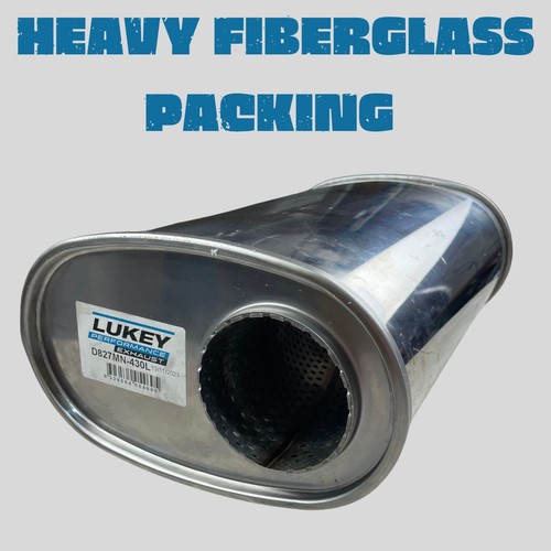 3" Lukey Stainless Steel Sports Exhaust Muffler 9x5" Oval 14" long Offset/Centre - Picture 3 of 8