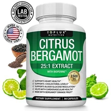 Citrus Bergamot 1500 Mg, 25:1 Extract, Organic Cholesterol Supplements Vegan Cap