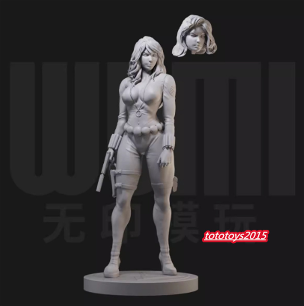 1/24 Black Widow Girl Two Head Scene Prop Miniture Figure Doll Display Statue