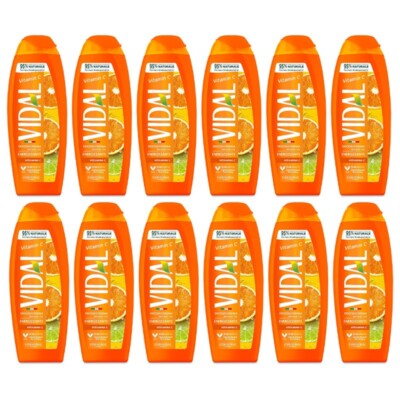 12 Stück VIDAL SHOWER GEL Energetisierender Duschschaum Vitamin C 250ml