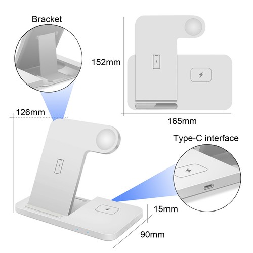 3in1 Wireless Charger Dock Station For Samsung S23 Galaxy Watch 4 Classic Buds2 - Picture 29 of 29