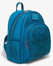 NEW Loungefly Disney Lilo  Stitch BLUE Tonal Stitch Carving Mini Backpack