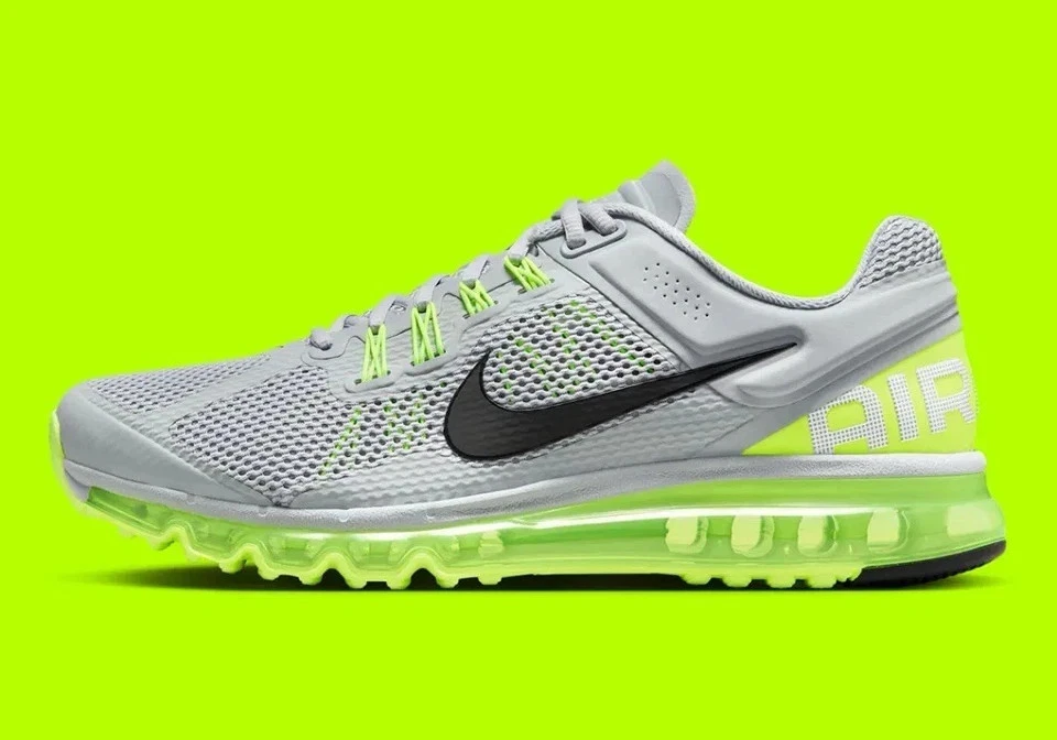 US 8-12 Mens Nike Air Max 2013 Wolf Grey/Volt Black Sneakers Casual Shoes New✅