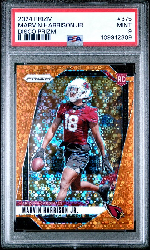 2024 Panini Prizm #375 Marvin Harrison Jr. Orange Disco Prizm PSA 9