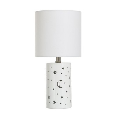 Nightlight Table Lamp with White Shade Stars and Space Themed Design 8.5L x 8.5W