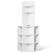 New✅64" Tall Corner Storage Cabinet，6 Tiers Wooden Storage Cabinet w/USB Ports a